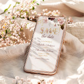 コーラルとゴールド バーガンディ フラワーの結婚式 セーブザデート