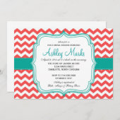 コーラルとターコイズの招待状 招待状 (正面/裏面)