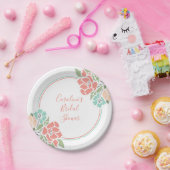 コーラルとターコイズの花のプリンセスシャワー ペーパープレート (パーティー)