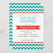 コーラルとターコイズシェブロンシャワー招待状 招待状 (正面/裏面)