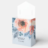 コーラルとダスティブルーのフローラ結婚の感謝 フェイバーボックス (オープン)