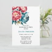 コーラルとティール(緑がかった色)牡丹金ゴールドバチェロレッテ 招待状 (スタンド正面)