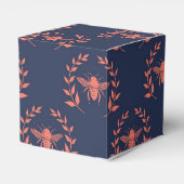 コーラルとネイビーのクイーンビー柄 フェイバーボックス (裏面サイド)