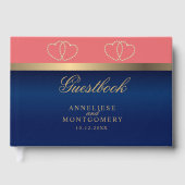 コーラルとネイビーブルーと金ゴールドハート ゲストブック (正面)