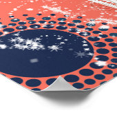 コーラルとネイビーブルーのビーチウェディングサイン ポスター (角)