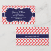 コーラルとネイビーブルーダイヤモダンモンド 名刺 (正面/裏面)