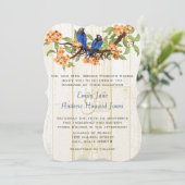 コーラルとネイビーヴィンテージラブバードティーステイン 招待状 (スタンド正面)