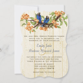 コーラルとネイビーヴィンテージラブバードティーステイン 招待状