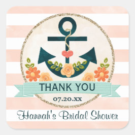 コーラルとネイビー航海のフローラいかりありがとう スクエアシール