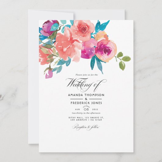 コーラルとファンドンゴフローラ結婚の写真招待状 招待状 (正面)