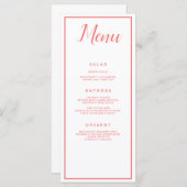 コーラルとホワイトのクラシックメニュー メニュー (正面/裏面)