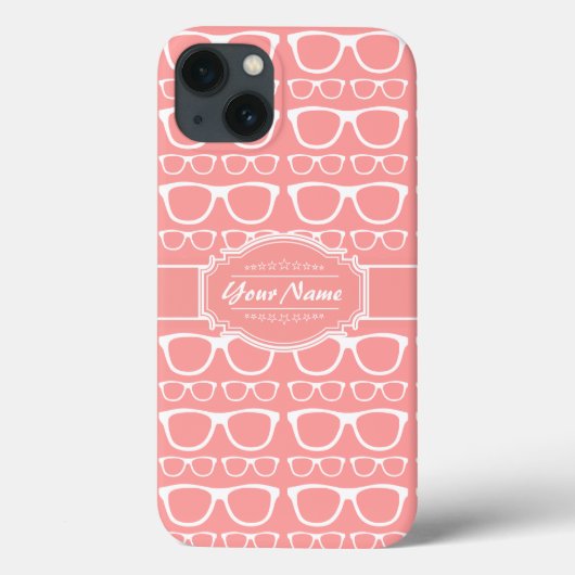 コーラルとホワイトギークのグラスパーソナライズされた名 Case-Mate iPhoneケース (裏面)