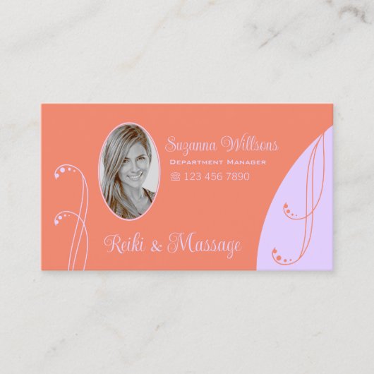 コーラルとラベ華美ンダーポートレート写真 名刺 (正面)