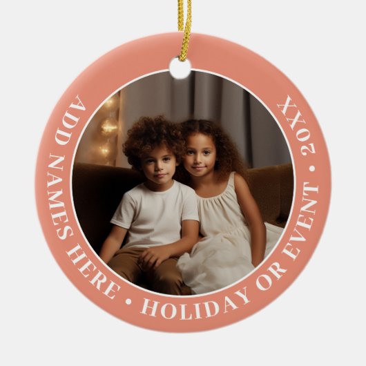 コーラルと共に写縁ど真とカスタム文字- ミニマル セラミックオーナメント (正面)