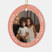 コーラルと共に写縁ど真とカスタム文字- ミニマル セラミックオーナメント (左)