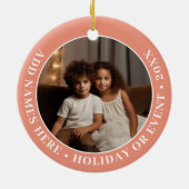 コーラルと共に写縁ど真とカスタム文字- ミニマル セラミックオーナメント (裏面)