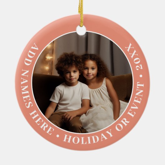 コーラルと共に写縁ど真とカスタム文字- ミニマル セラミックオーナメント (裏面)