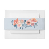 コーラルと埃っぽいブルーのフローラ結婚ズ 招待状ベリーバンド (正面例)