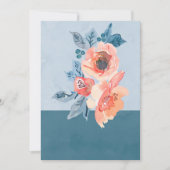 コーラルと埃っぽいブルーユニークフローラ結婚ズ 招待状 (正面)
