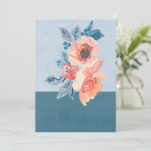 コーラルと埃っぽいブルーユニークフローラ結婚ズ 招待状 (スタンド正面)