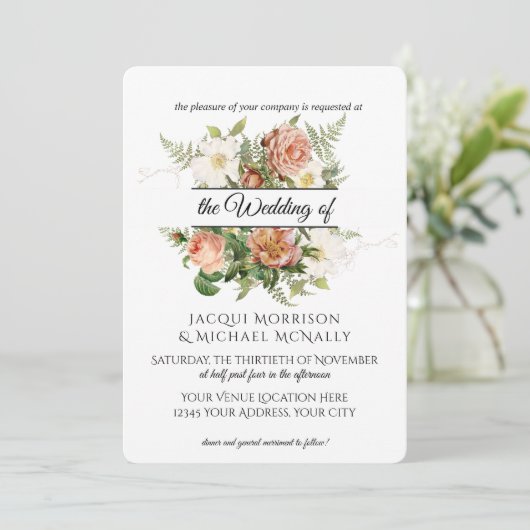 コーラルと赤面牡丹、バラwシダリース結婚ズ 招待状 (スタンド正面)