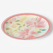 コーラルの水彩フローラ ペーパープレート (アングル)