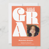 コーラルはっきりしたオーバーサイズのGrad 4写真2023卒業 招待状 (正面)
