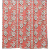 コーラルはっきりしたホワイトレース効果シャワーカーテン シャワーカーテン (正面)