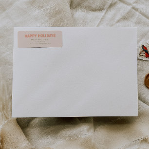 コーラルはっきりしたモダンハッピーホリデーズ差出人住所 ラベル