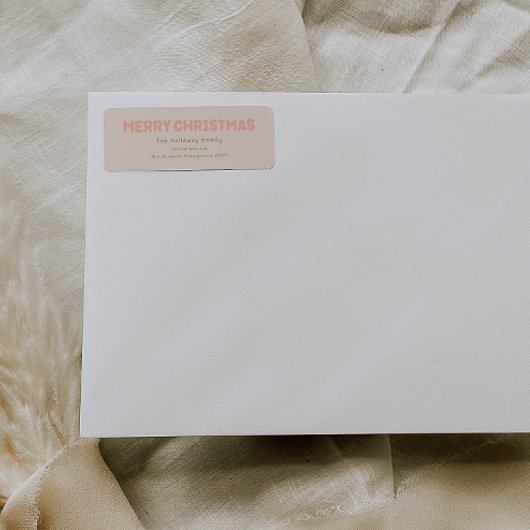 コーラルはっきりしたモダンメリークリスマス差出人住所 ラベル