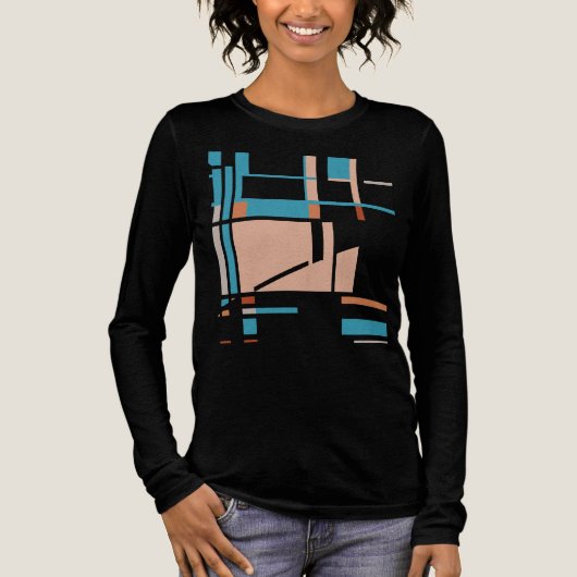 コーラルアクアオレンジMCMルックジオメトリック抽象芸術 トライブレンドＴシャツ (正面)