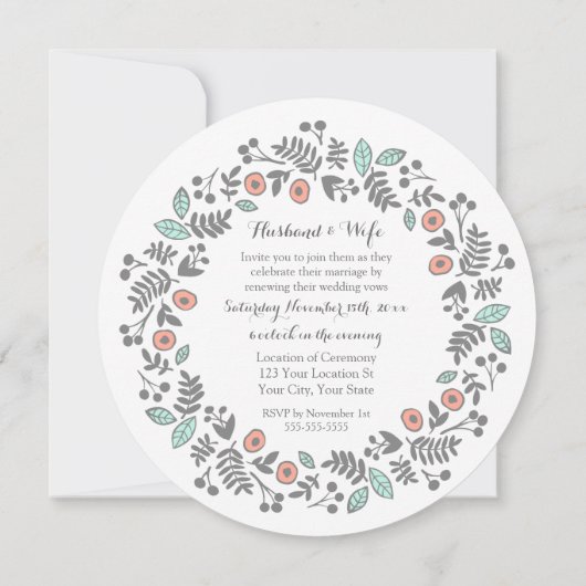 コーラルアクアグレイヴィンテージボウトリニューアル招待状 招待状 (裏面)