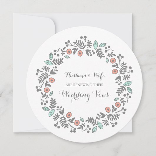 コーラルアクアグレイヴィンテージボウトリニューアル招待状 招待状 (正面)