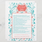 コーラルアクアフローラ新改編ゲームブライダルシャワーゲーム (正面/裏面)