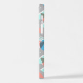 コーラルアクアブルーグリーングレーミッドセンチュリーアートパターン iPhoneケース (左側面)