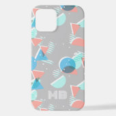 コーラルアクアブルーグリーングレーミッドセンチュリーアートパターン iPhoneケース (裏面)