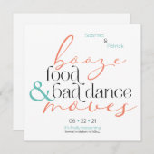 コーラルアクアブーゼ食べ物の悪いダンスが日救付を動かす 招待状 (正面/裏面)