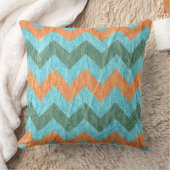 コーラルアクアモダンシェブロンレザー クッション (ブランケット)