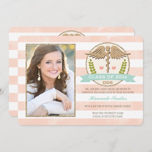 コーラルアクア歯科学校卒業発表 招待状 (正面/裏面)