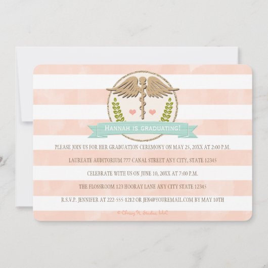 コーラルアクア歯科学校卒業発表 招待状 (裏面)