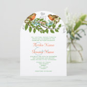 コーラルアップルアクアヴィンテージバード結婚式招待状 招待状 (スタンド正面)