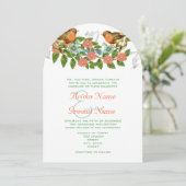 コーラルアップルアクアヴィンテージバード結婚式招待状 招待状 (スタンド正面)