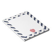 コーラルアップルネイビーシェブロン先生 ノートパッド (アングル)