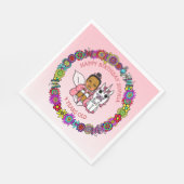 コーラルアフリカンアメリカン妖精とユニコーン誕生日 スタンダードランチョンナプキン (角)