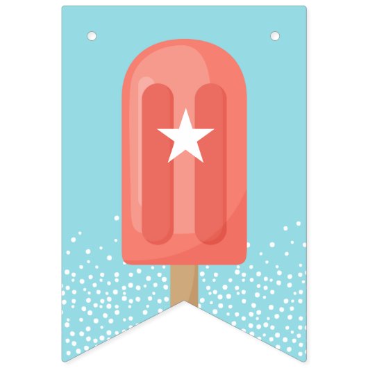 コーラルアンドアクアサマーポップシクルハッピーバースデー バンティングフラッグ (第1の旗)