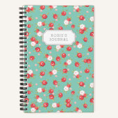 コーラルアンドアクアディンティフローラプリント ノートブック (正面)