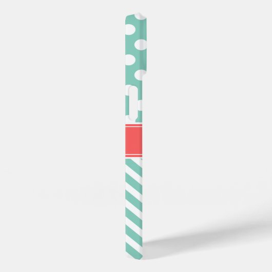 コーラルアンドアクア水玉模様シェブロンモノグラム Case-Mate iPhoneケース (裏面 / 右)