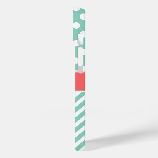 コーラルアンドアクア水玉模様シェブロンモノグラム Case-Mate iPhoneケース (裏面 / 左)