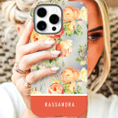 コーラルアンドイエロー名前をカスタムするフローラ Case-Mate iPhoneケース