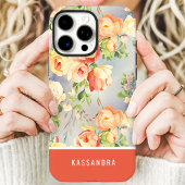 コーラルアンドイエロー名前をカスタムするフローラ Case-Mate iPhoneケース
